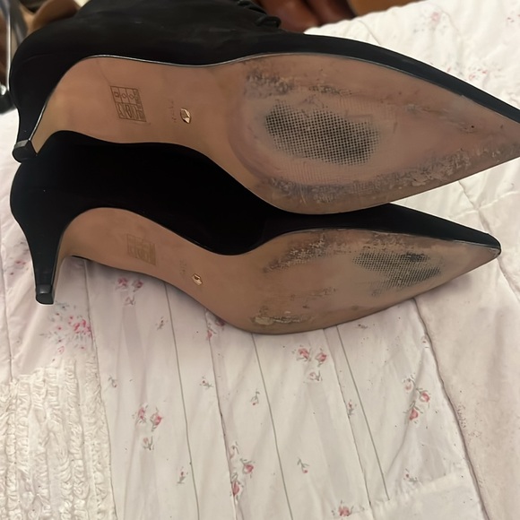 Revolve x Raye Elodie Tie Black Suede Pointed Toe Bootie Size 7 - Picture 4 of 7